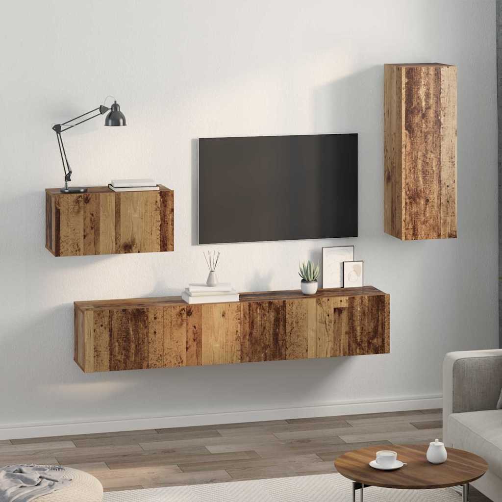Wand-TV-Schrank 4 stk. Altholz Holzwerkstoff