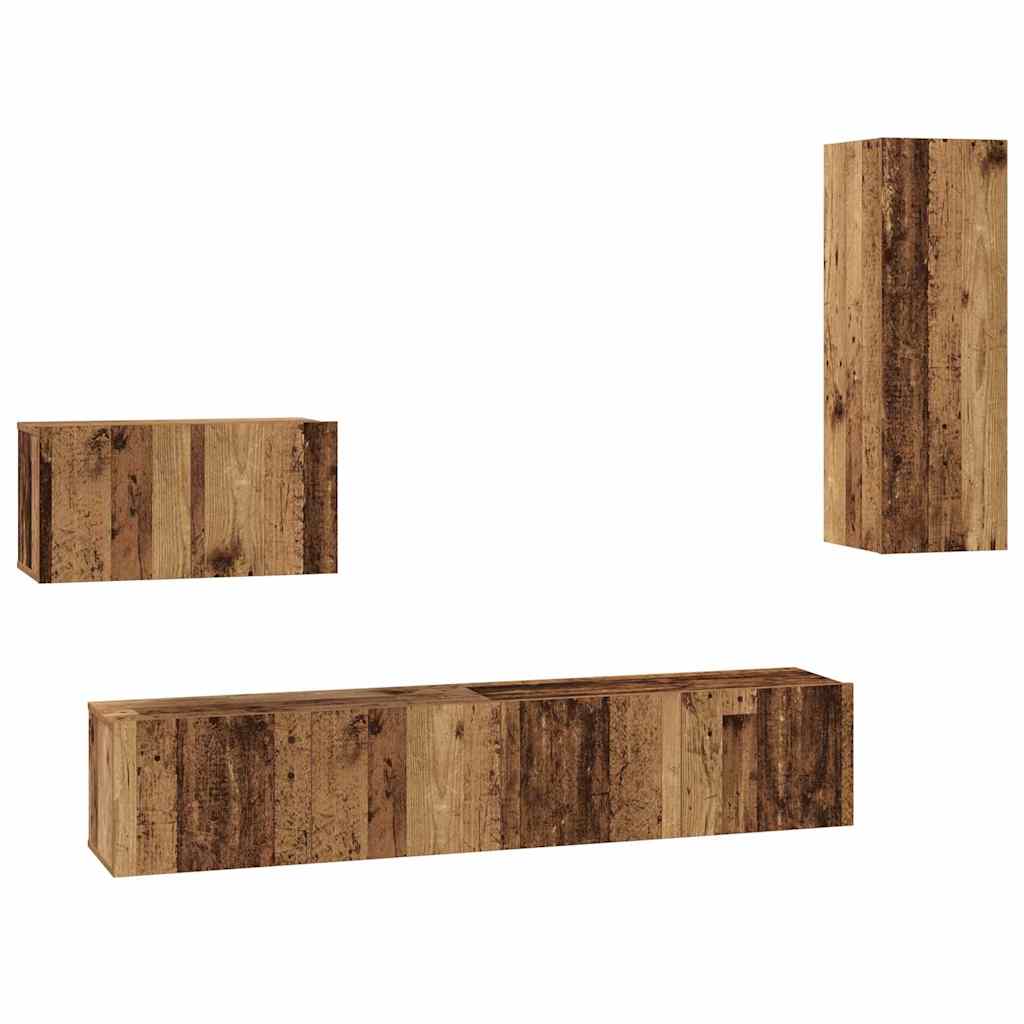 Wand-TV-Schrank 4 stk. Altholz Holzwerkstoff