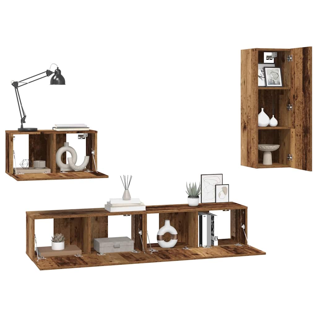 Wand-TV-Schrank 4 stk. Altholz Holzwerkstoff