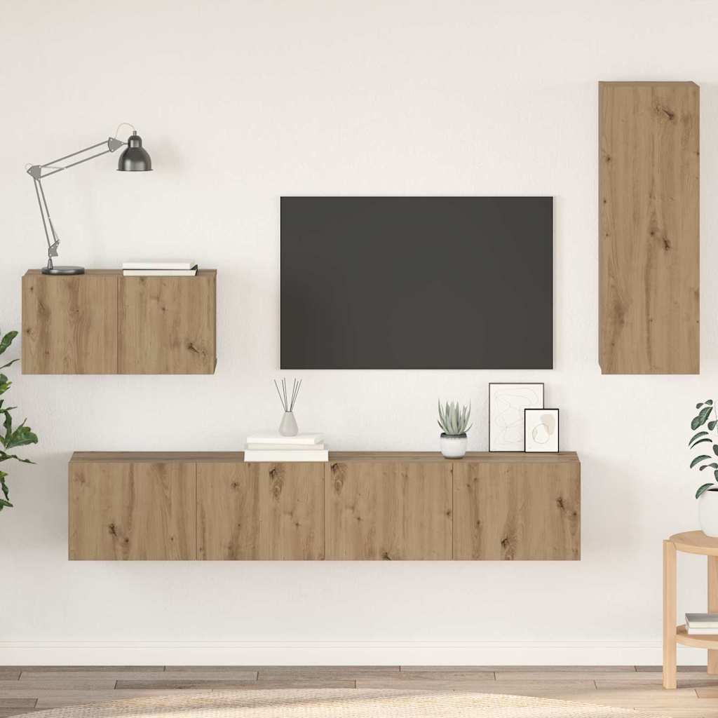 Wand-TV-Schrank 4 pcs Artisan-Eiche Holzwerkstoff