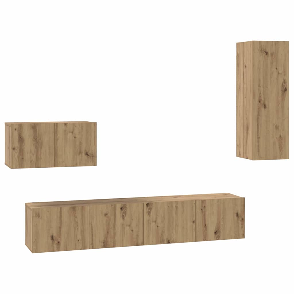 Wand-TV-Schrank 4 pcs Artisan-Eiche Holzwerkstoff