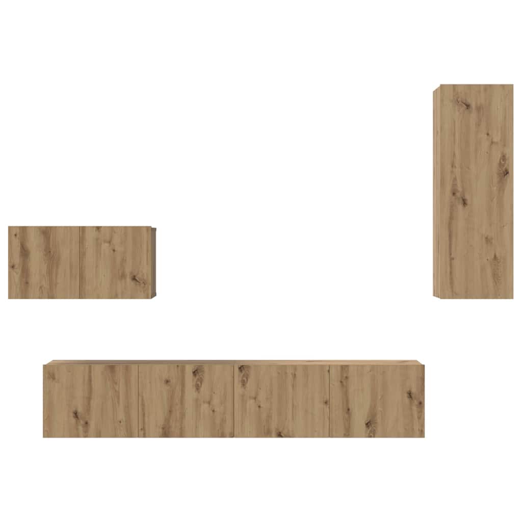 Wand-TV-Schrank 4 pcs Artisan-Eiche Holzwerkstoff