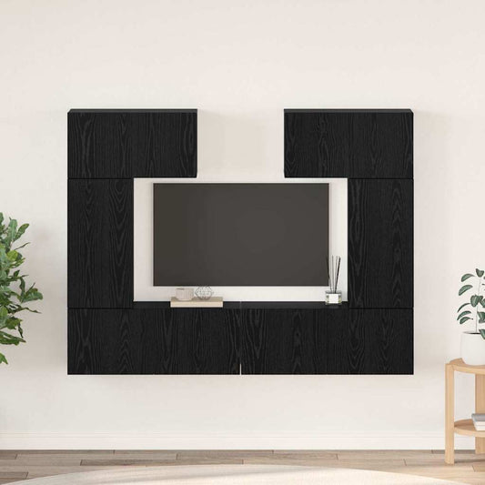 TV-Möbel-Set 6 pcs Schwarz Eichen-Optik 80 x 30 x 30 cm