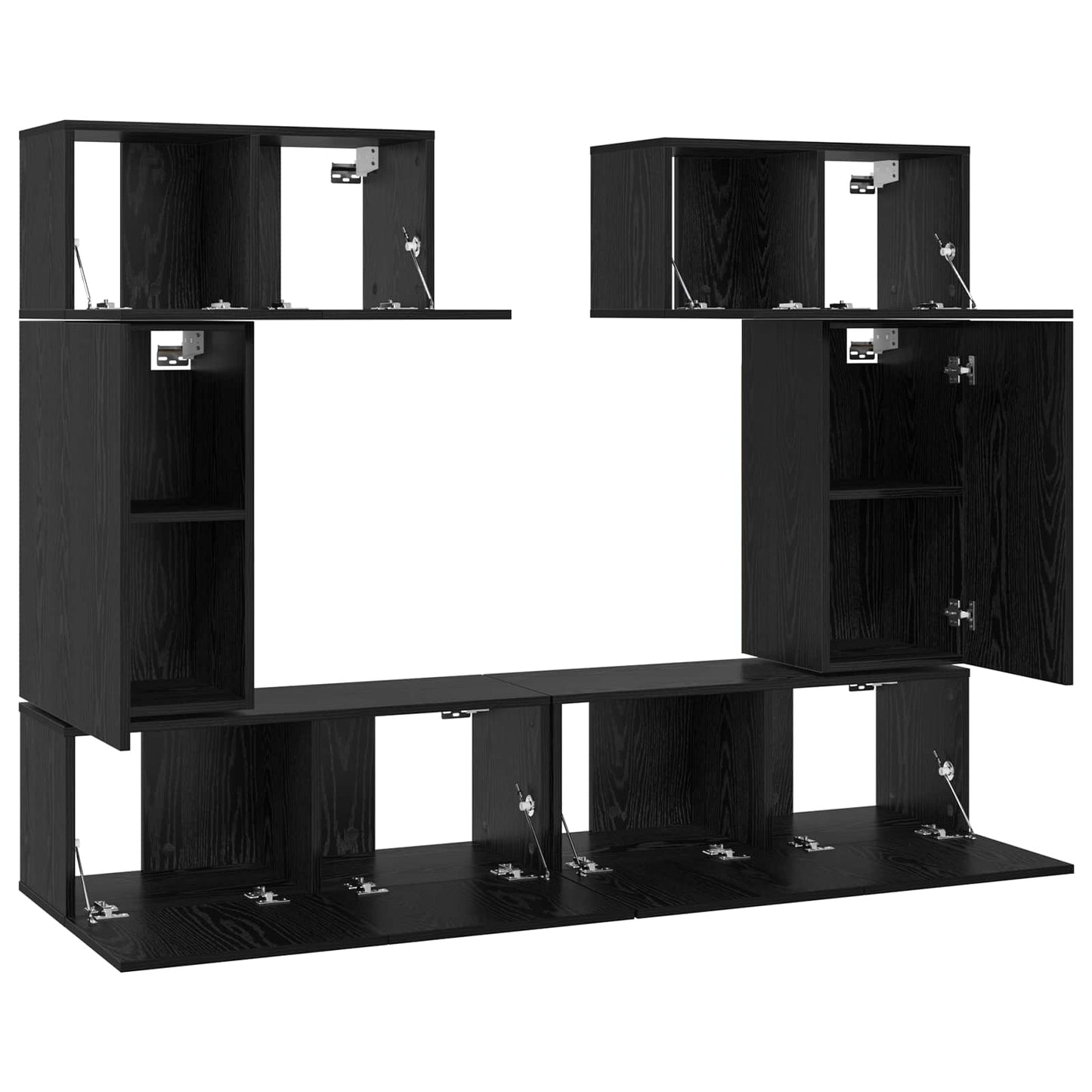 TV-Schrankset 6 pcs Schwarz Eichen-Optik Holzwerkstoff