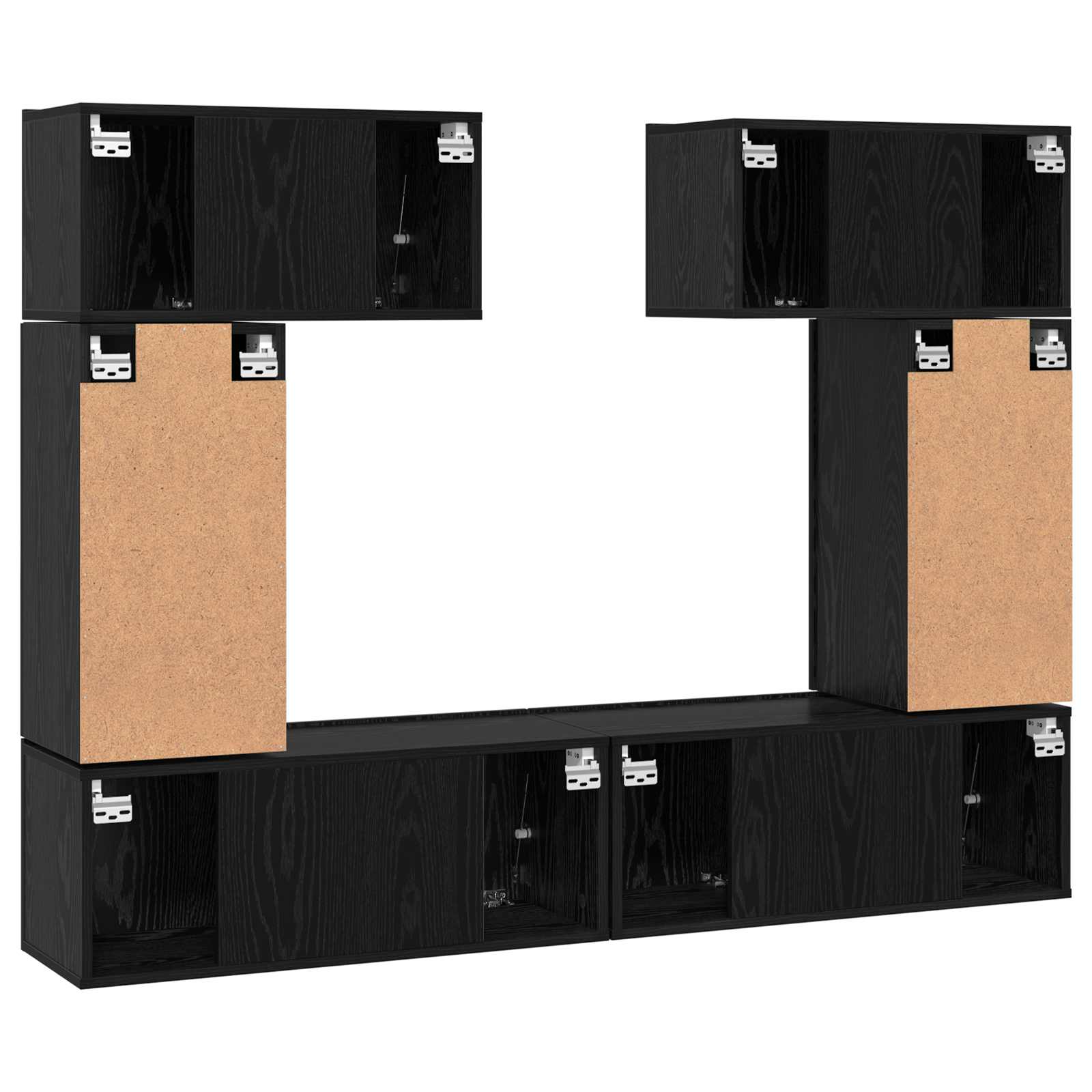 TV-Schrankset 6 pcs Schwarz Eichen-Optik Holzwerkstoff