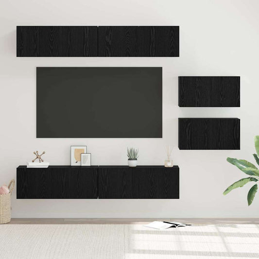 TV-Möbel-Set 6 pcs Schwarz Eichen-Optik 80 x 30 x 30 cm