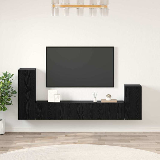 Wand TV Schrank Wandmontiert Schwarz Eichen-Optik Holzwerkstoff