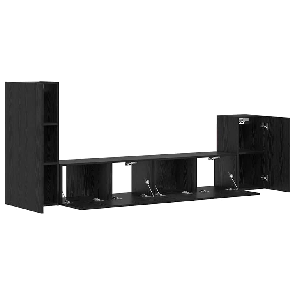 Wand-TV-Schrank 3 stk. Schwarz Eichen-Optik Holzwerkstoff