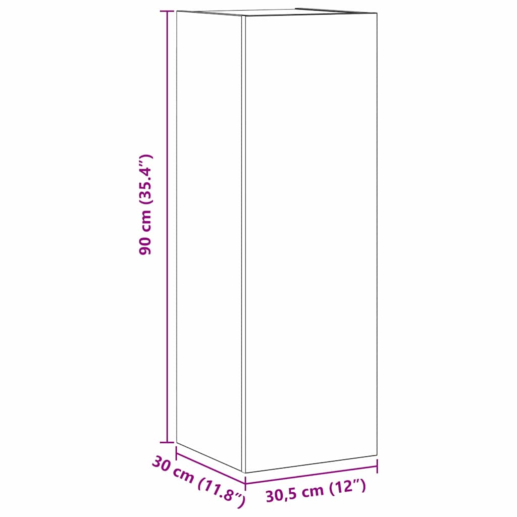 Wand-TV-Schrank 3 stk. Schwarz Eichen-Optik Holzwerkstoff