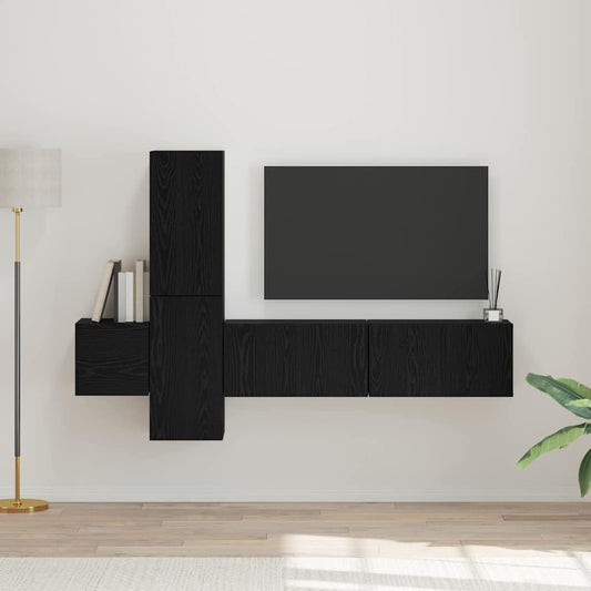TV-Möbel-Set 5 pcs Schwarz Eichen-Optik 181 x 30 x 120 cm