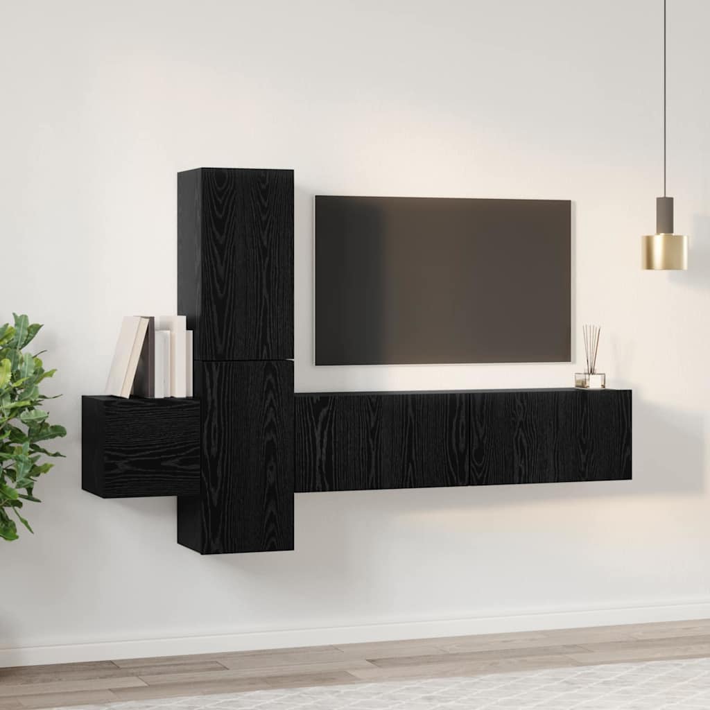 TV-Möbel-Set 5 pcs Schwarz Eichen-Optik 181 x 30 x 120 cm