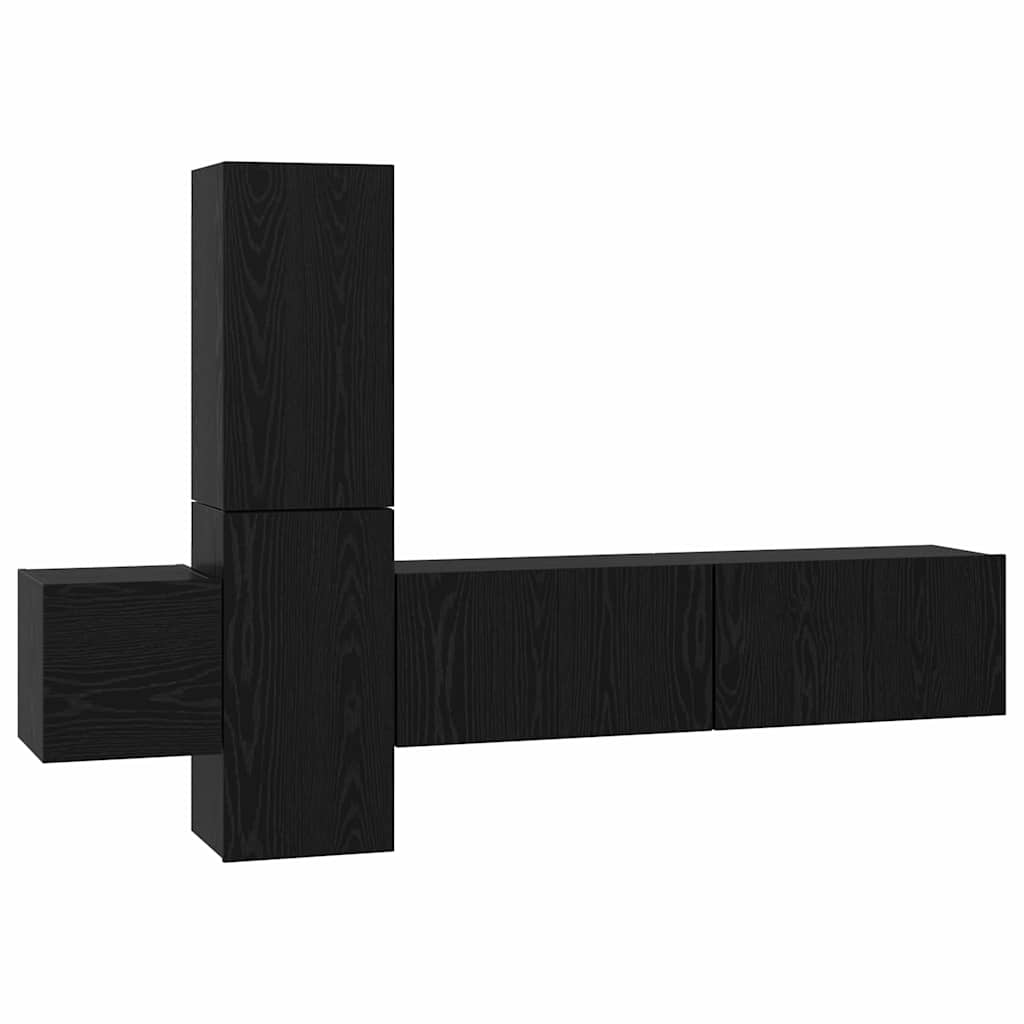 TV-Schrankset 5 stk. Schwarz Eichen-Optik Holzwerkstoff