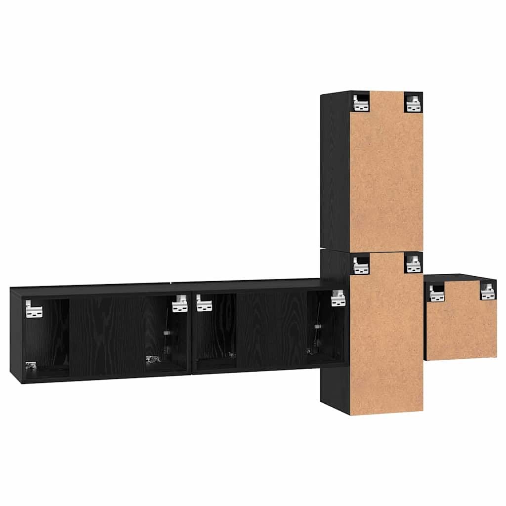 TV-Möbel-Set 5 pcs Schwarz Eichen-Optik 181 x 30 x 120 cm