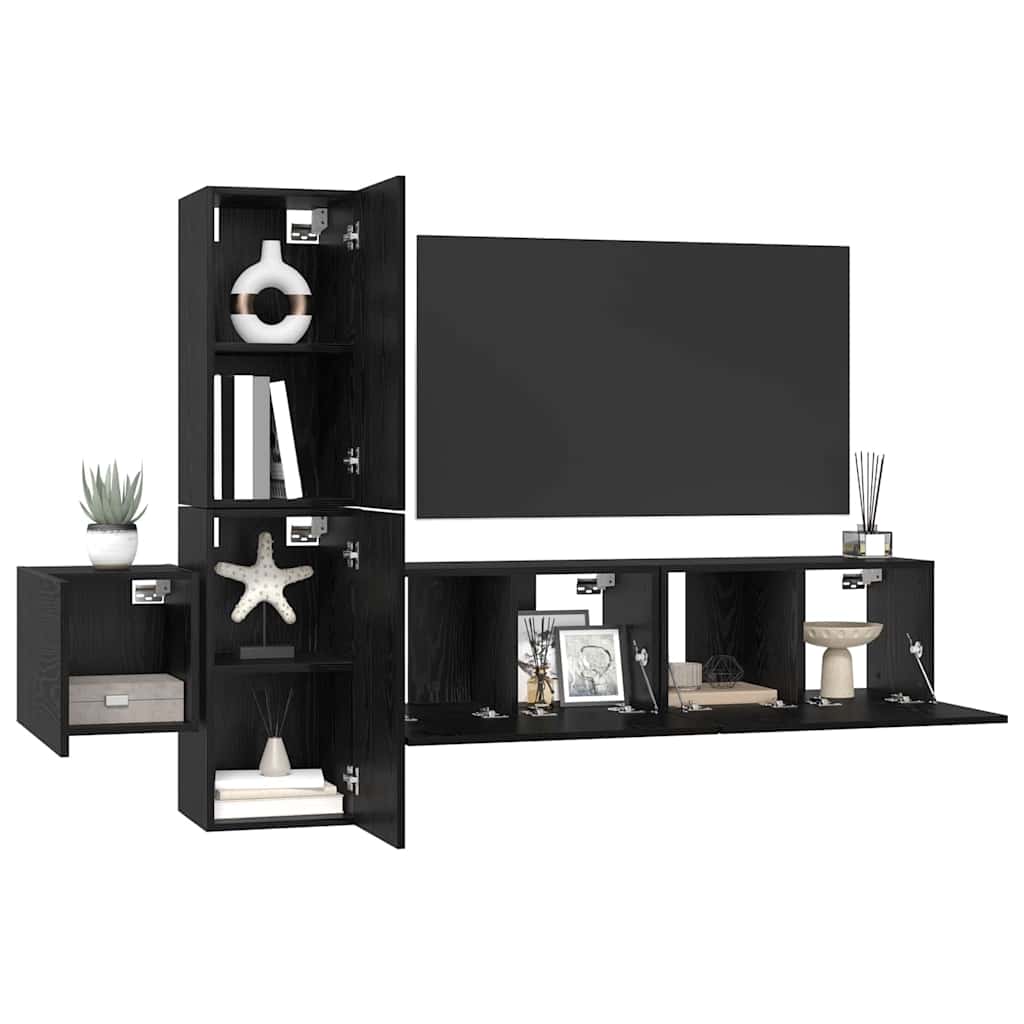 TV-Möbel-Set 5 pcs Schwarz Eichen-Optik 181 x 30 x 120 cm