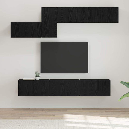 TV-Möbel-Set 7 pcs Schwarz Eichen-Optik 60 x 30 x 30 cm