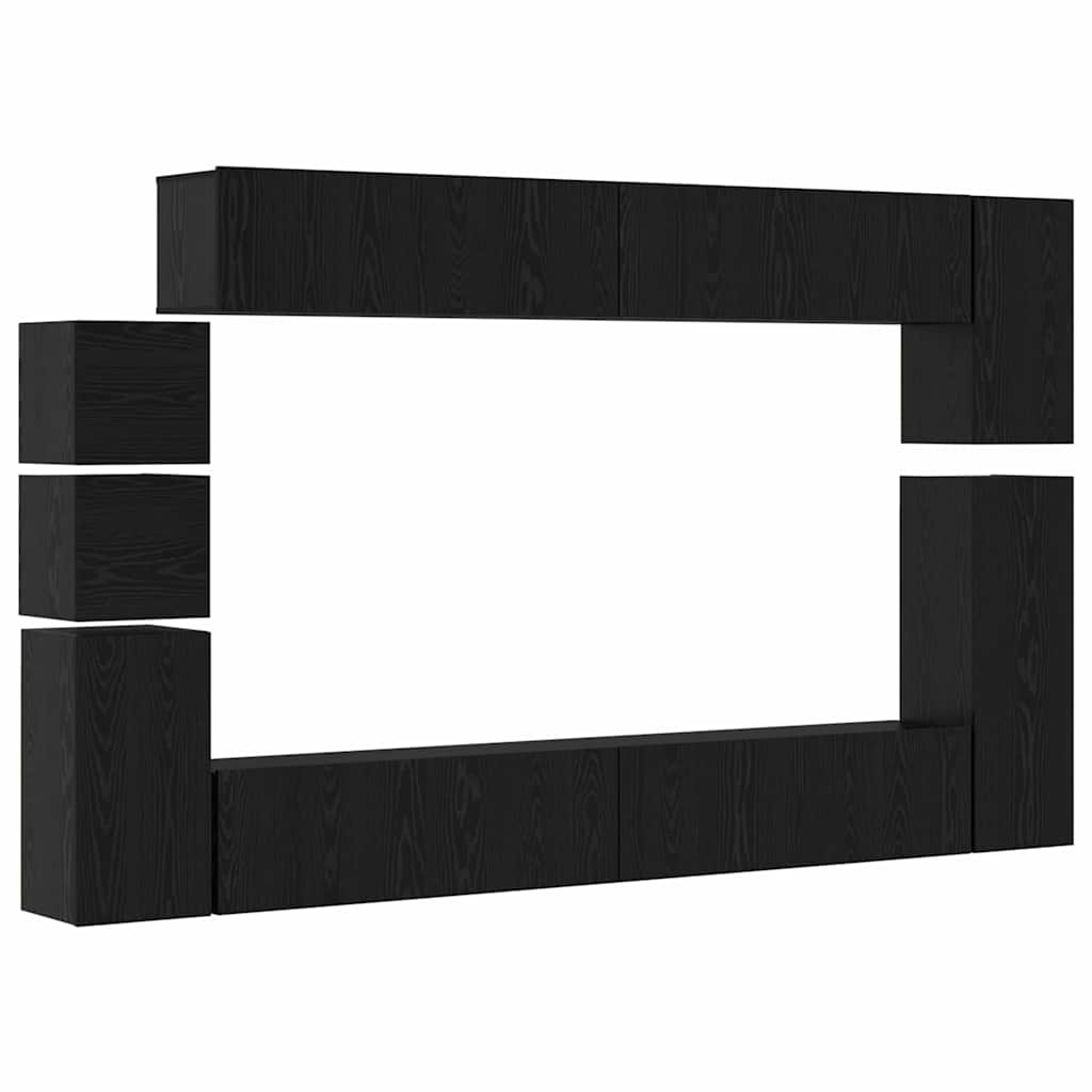 TV-Schrankset 9 stk. Schwarz Eichen-Optik Holzwerkstoff