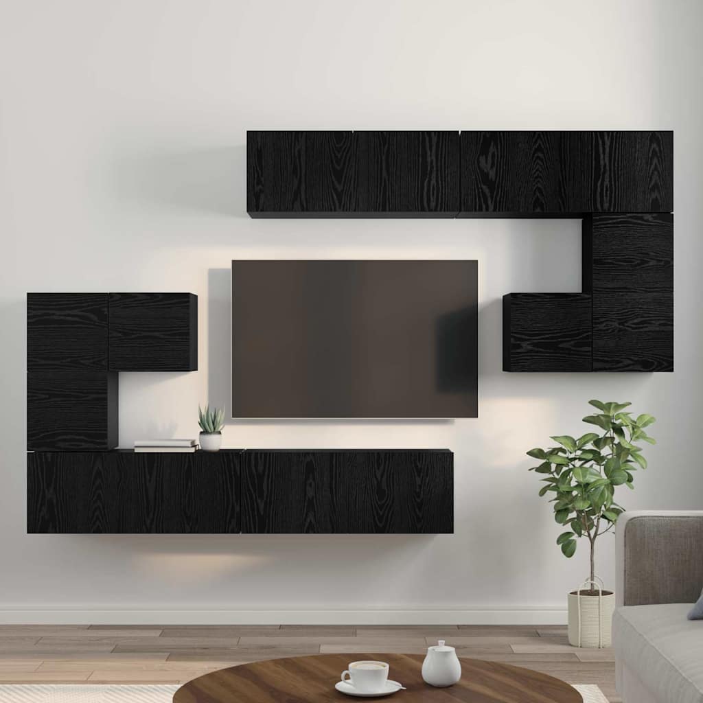 TV-Einheiten 4 pcs Schwarz Eichen-Optik Holzwerkstoff