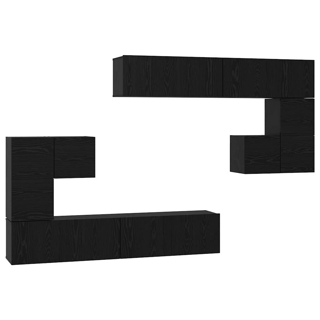 TV-Einheiten 4 pcs Schwarz Eichen-Optik Holzwerkstoff