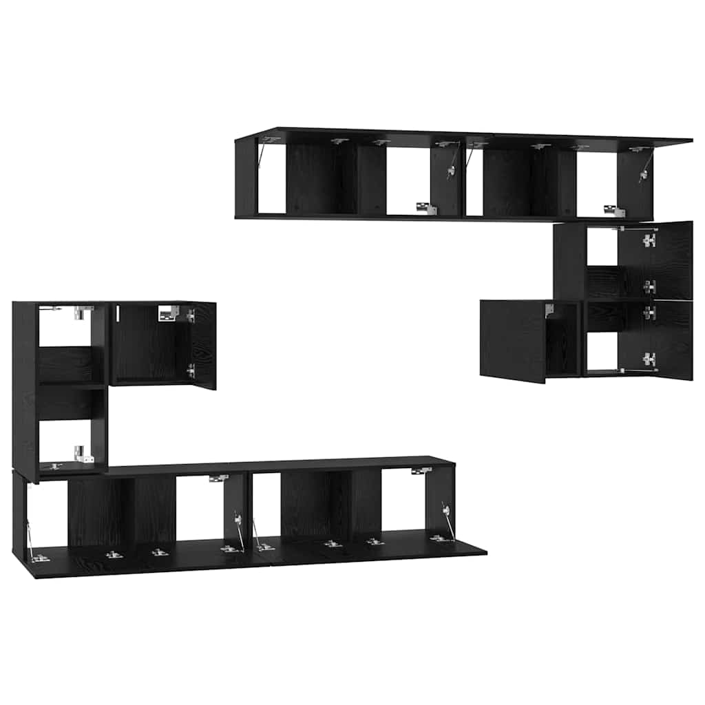 TV-Einheiten 4 pcs Schwarz Eichen-Optik Holzwerkstoff