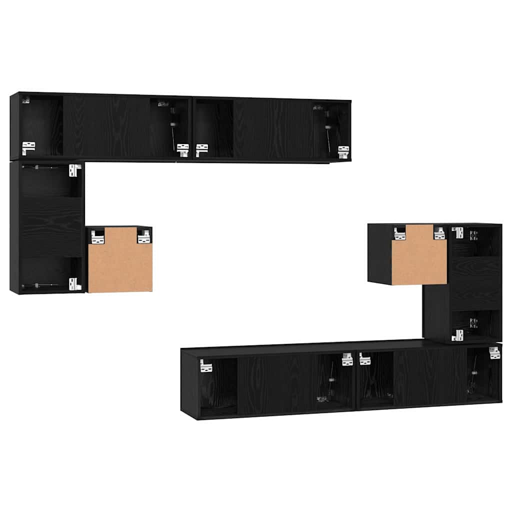 TV-Einheiten 4 pcs Schwarz Eichen-Optik Holzwerkstoff