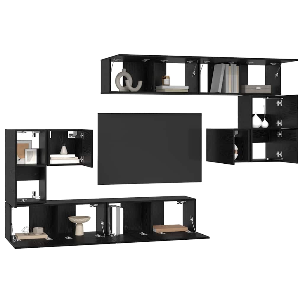 TV-Einheiten 4 pcs Schwarz Eichen-Optik Holzwerkstoff