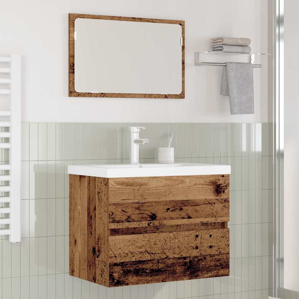 Badezimmermöbel-Set 3 stk. Altholz 60 x 38,5 x 45 cm