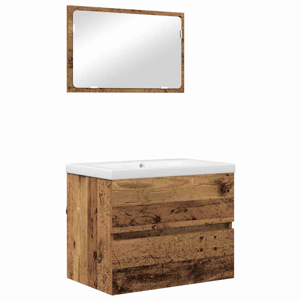 Badezimmermöbel-Set 3 stk. Altholz 60 x 38,5 x 45 cm