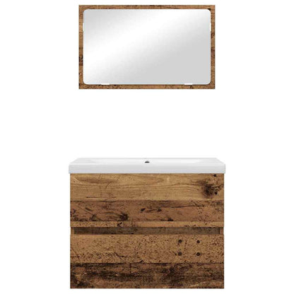 Badezimmermöbel-Set 3 stk. Altholz 60 x 38,5 x 45 cm