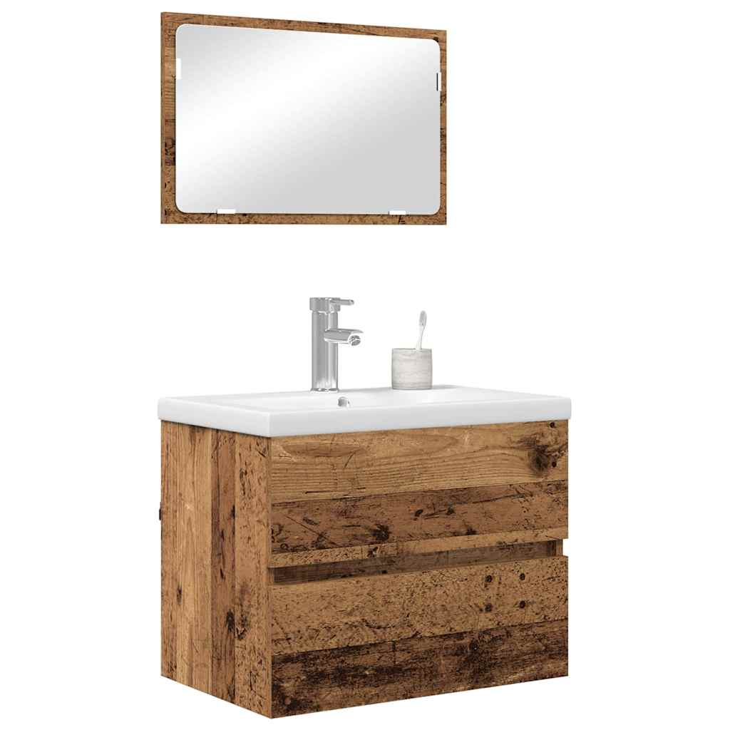 Badezimmermöbel-Set 3 stk. Altholz 60 x 38,5 x 45 cm