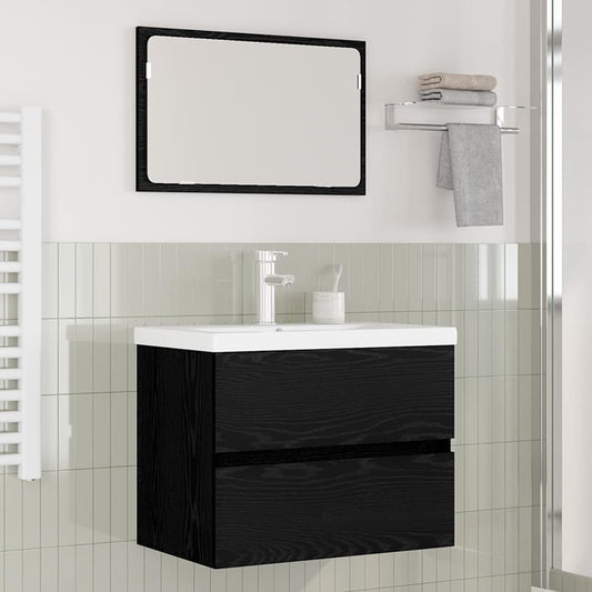 Badezimmermöbel-Set 3 stk. Schwarz Eichen-Optik 61 x 39 x 45 cm