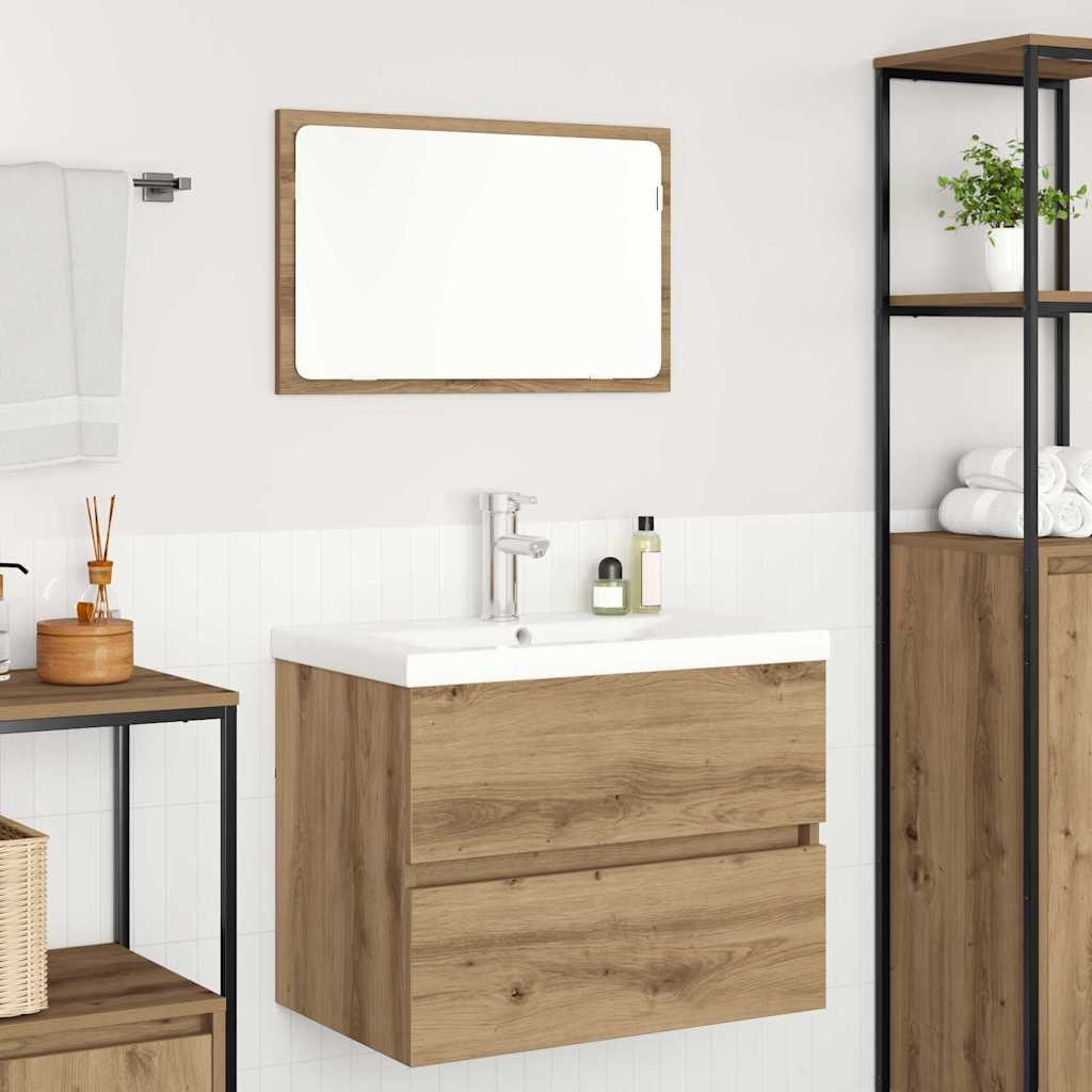 Badezimmermöbel-Set 3 stk. Artisan-Eiche 61 x 39 x 45 cm