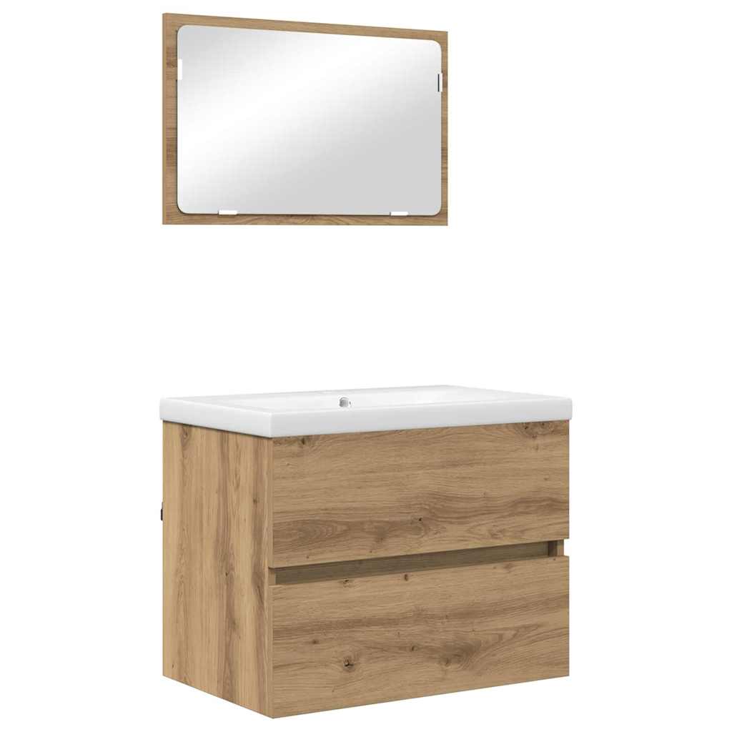 Badezimmermöbel-Set 3 stk. Artisan-Eiche 61 x 39 x 45 cm