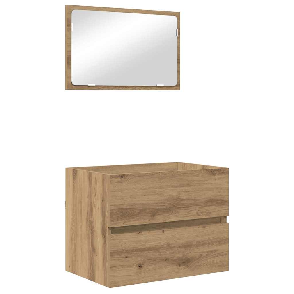 Badezimmermöbel-Set 3 stk. Artisan-Eiche 61 x 39 x 45 cm