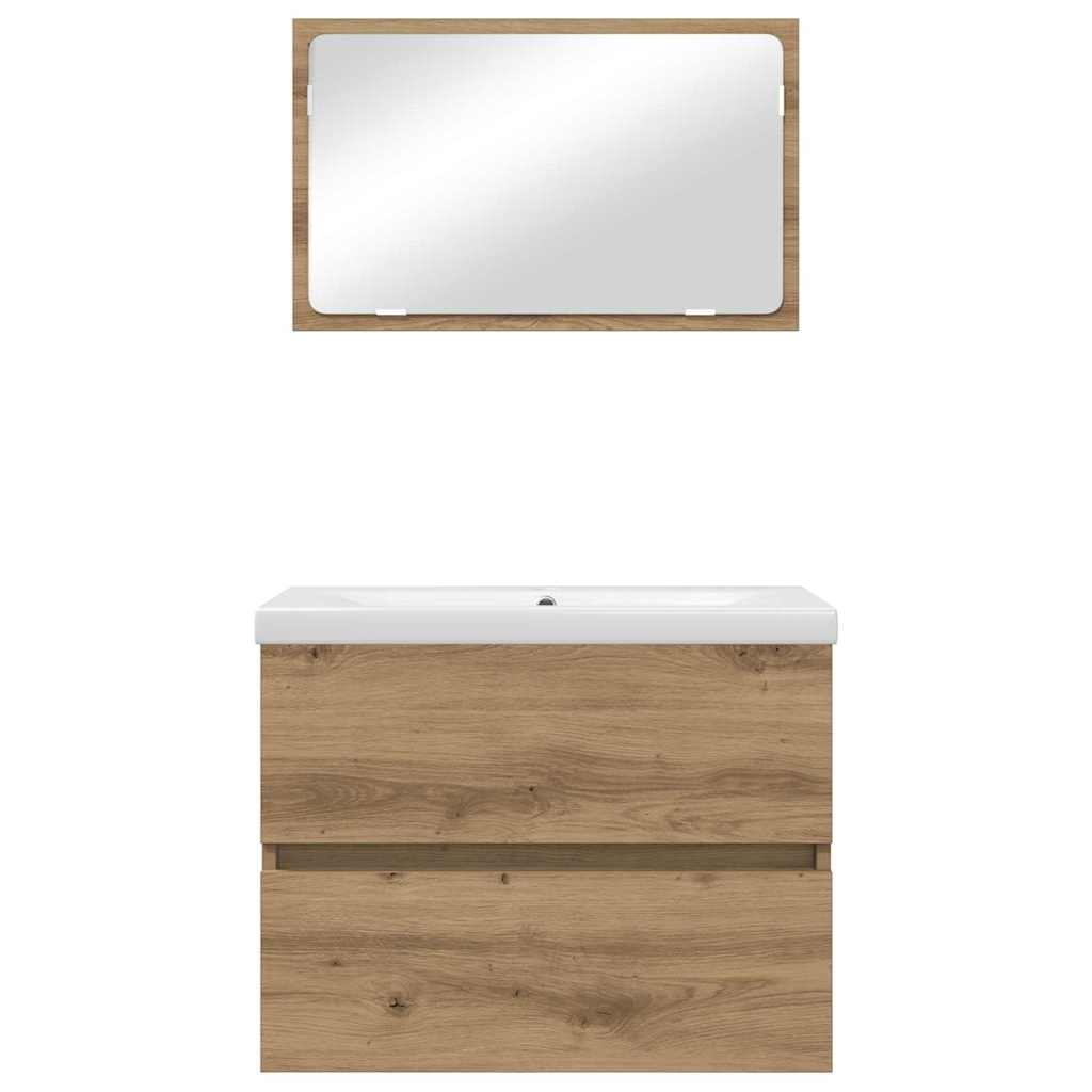 Badezimmermöbel-Set 3 stk. Artisan-Eiche 61 x 39 x 45 cm