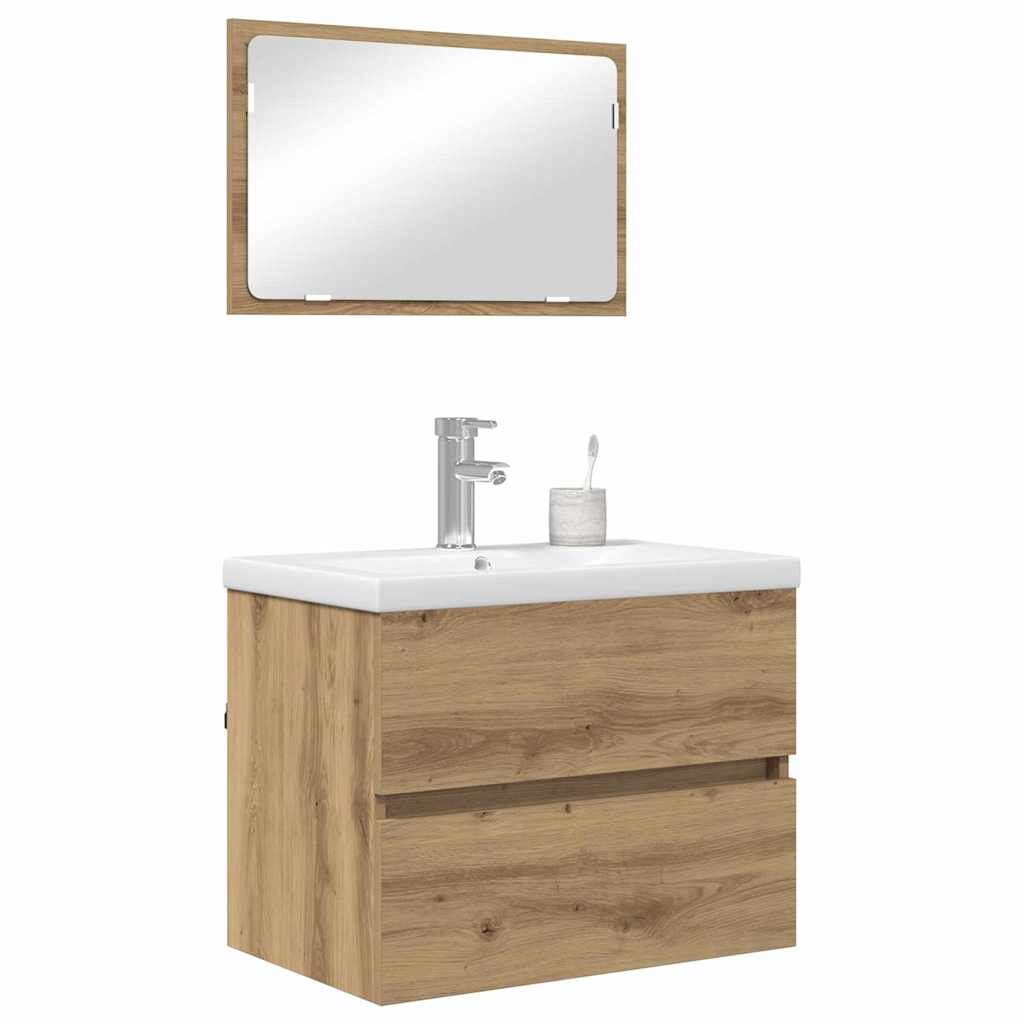Badezimmermöbel-Set 3 stk. Artisan-Eiche 61 x 39 x 45 cm