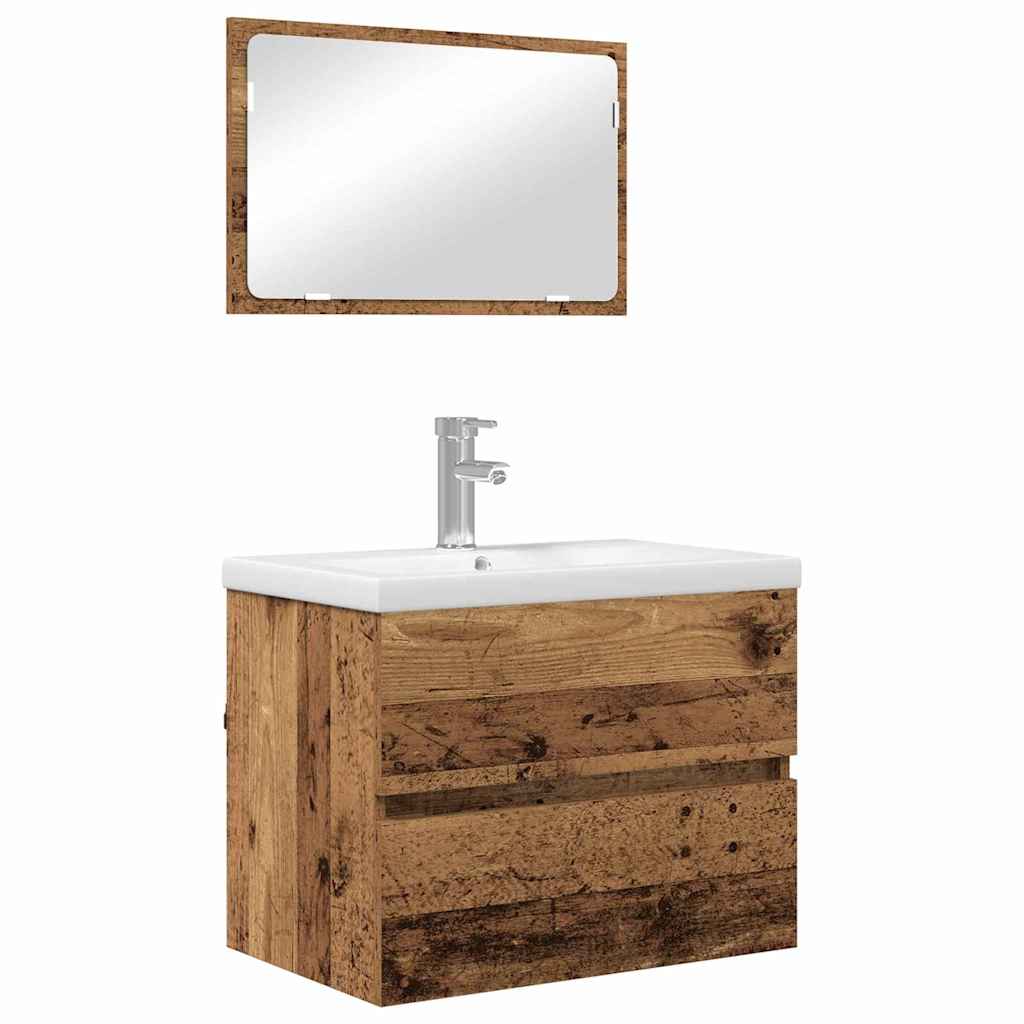 Badezimmermöbel-Set 3 stk. Altholz 61 x 39 x 45 cm