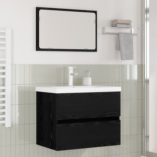 Badezimmermöbel-Set 3 stk. Schwarz Eichen-Optik 61 x 39 x 45 cm