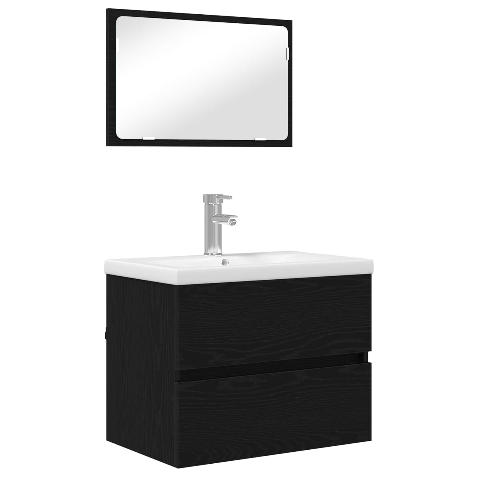 Badezimmermöbel-Set 3 stk. Schwarz Eichen-Optik 61 x 39 x 45 cm