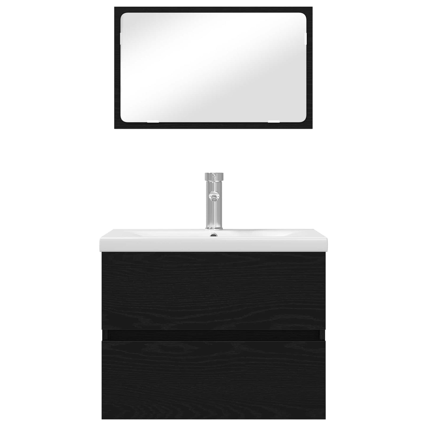 Badezimmermöbel-Set 3 stk. Schwarz Eichen-Optik 61 x 39 x 45 cm