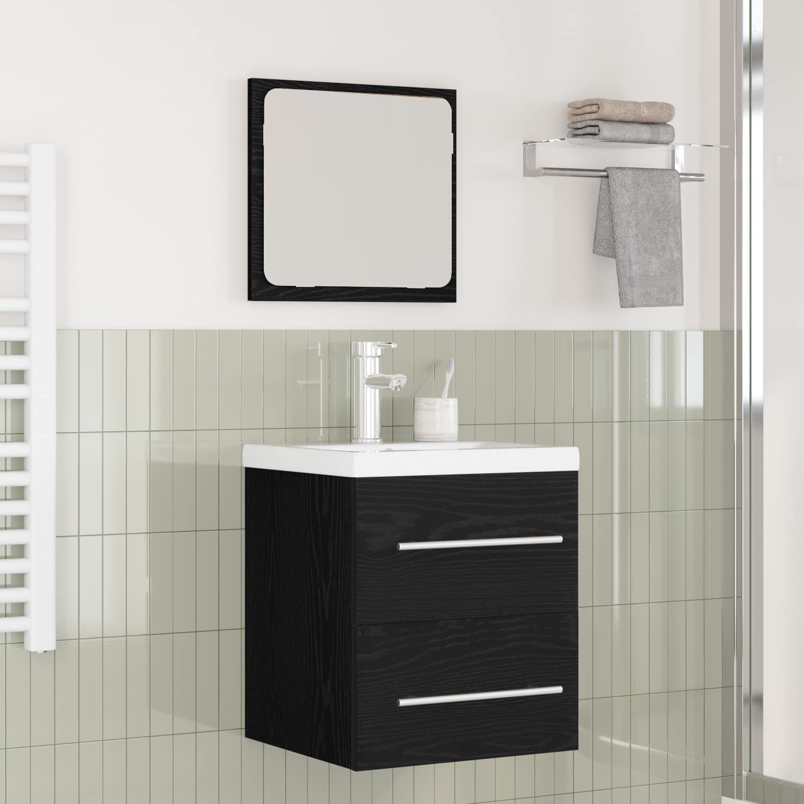 Badezimmermöbel-Set 2 stk. Schwarz Eichen-Optik