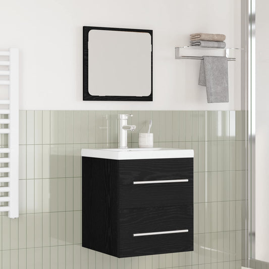 Badezimmermöbel-Set 2 stk. Schwarz Eichen-Optik