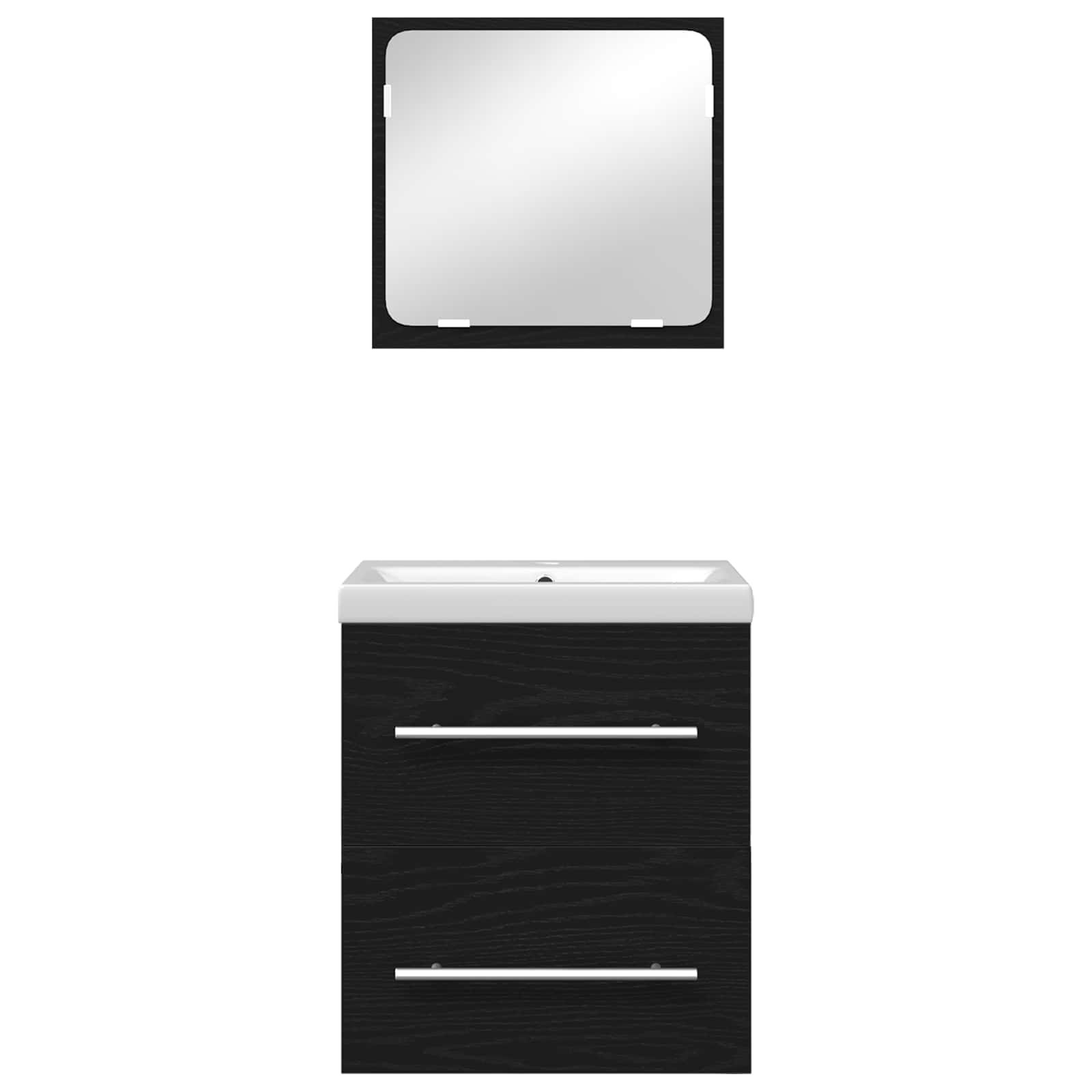 Badezimmermöbel-Set 2 stk. Schwarz Eichen-Optik