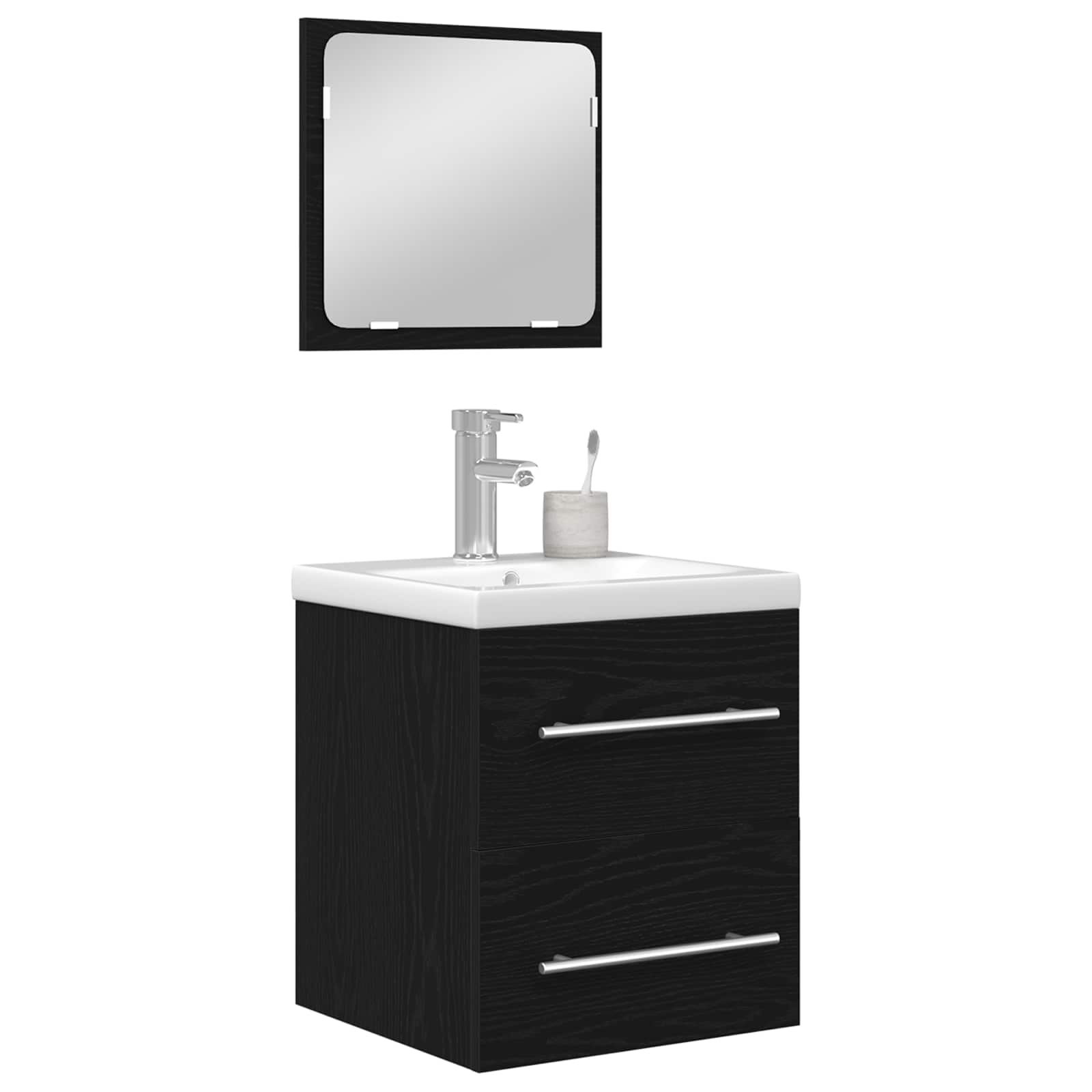 Badezimmermöbel-Set 2 stk. Schwarz Eichen-Optik