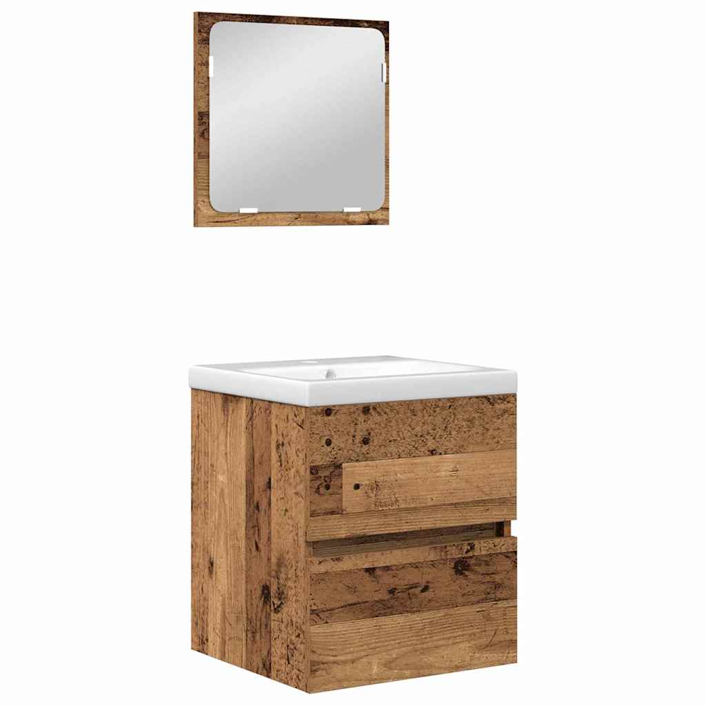 Badezimmermöbel-Set 2 stk. Altes Holz und Weiß 42 x 39 x 45 cm