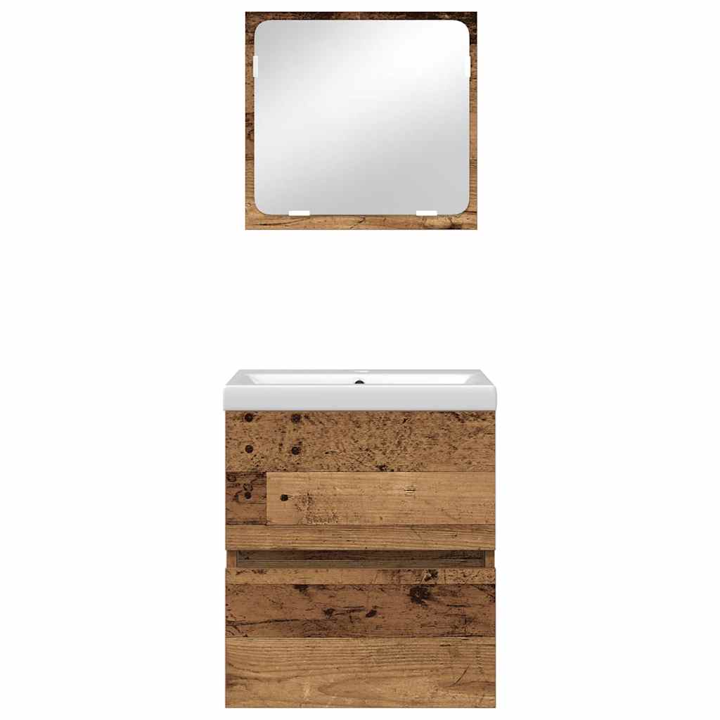 Badezimmermöbel-Set 2 stk. Altes Holz und Weiß 42 x 39 x 45 cm