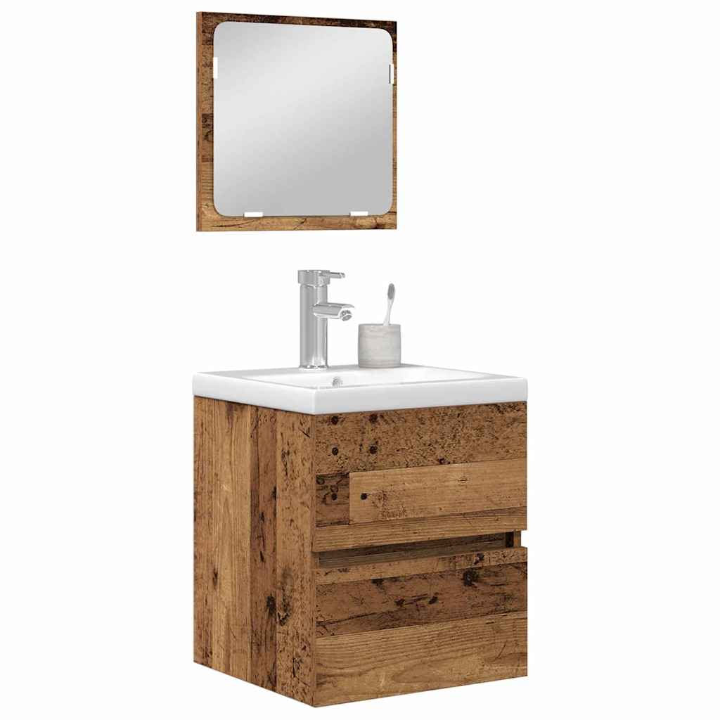 Badezimmermöbel-Set 2 stk. Altes Holz und Weiß 42 x 39 x 45 cm