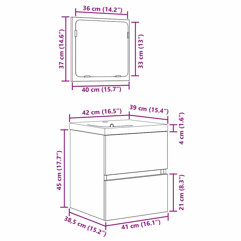 Badezimmermöbel-Set 2 stk. Altes Holz und Weiß 42 x 39 x 45 cm