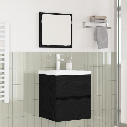 Badezimmermöbel-Set 2 stk. Schwarze Eiche und Weiß