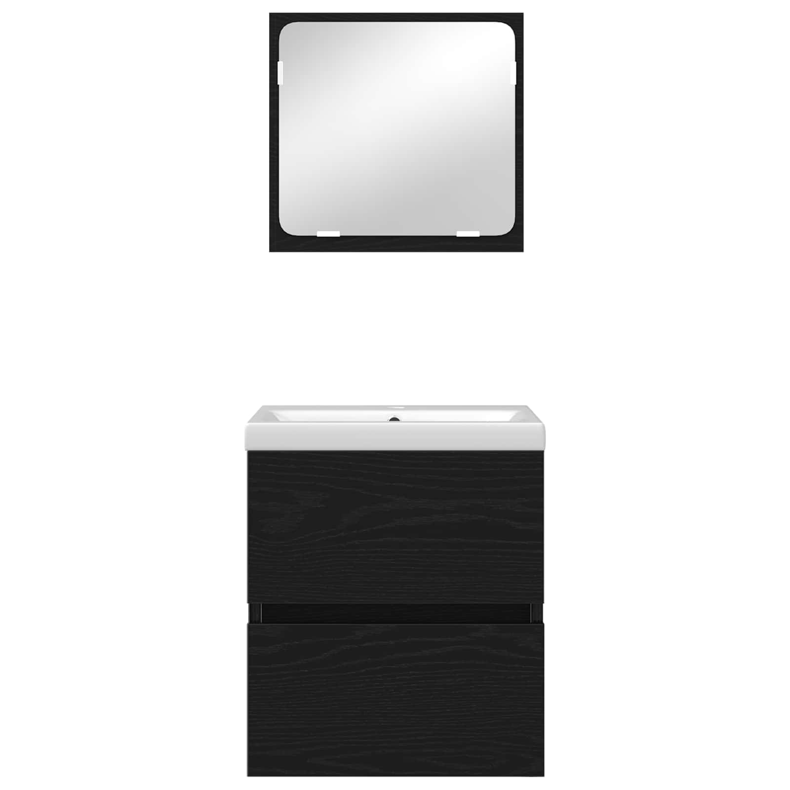 Badezimmermöbel-Set 2 pcs Schwarze Eiche und Weiß Holzwerkstoff