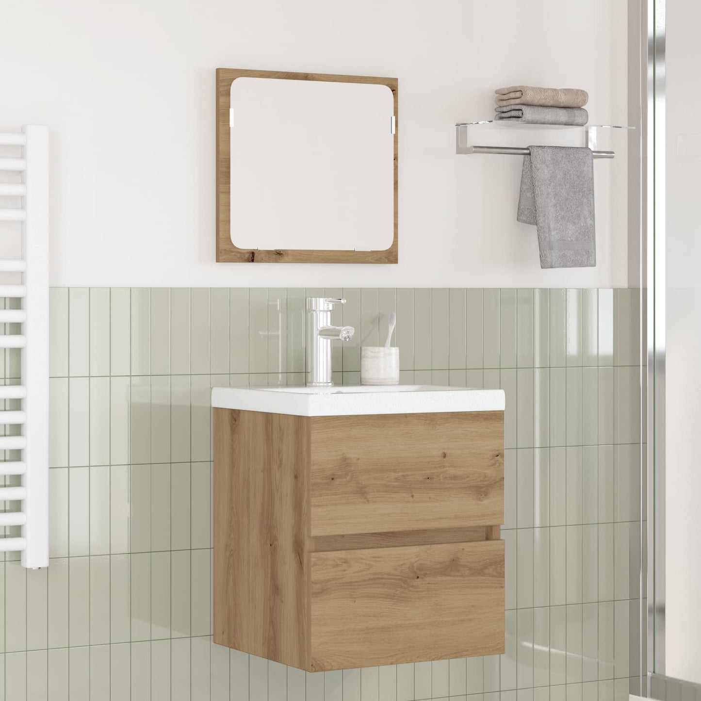 Badezimmermöbel-Set 2 Stk. Artisan-Eiche und Weiß